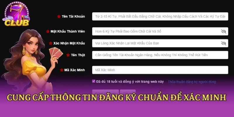 Cung cấp thông tin đăng ký chuẩn để xác minh